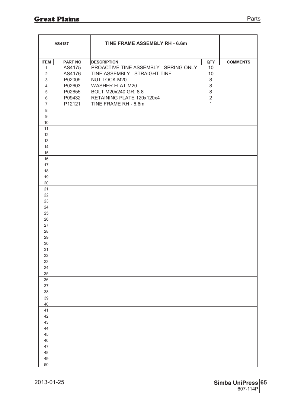 Great Plains Simba UniPress Parts Manual User Manual | Page 65 / 166