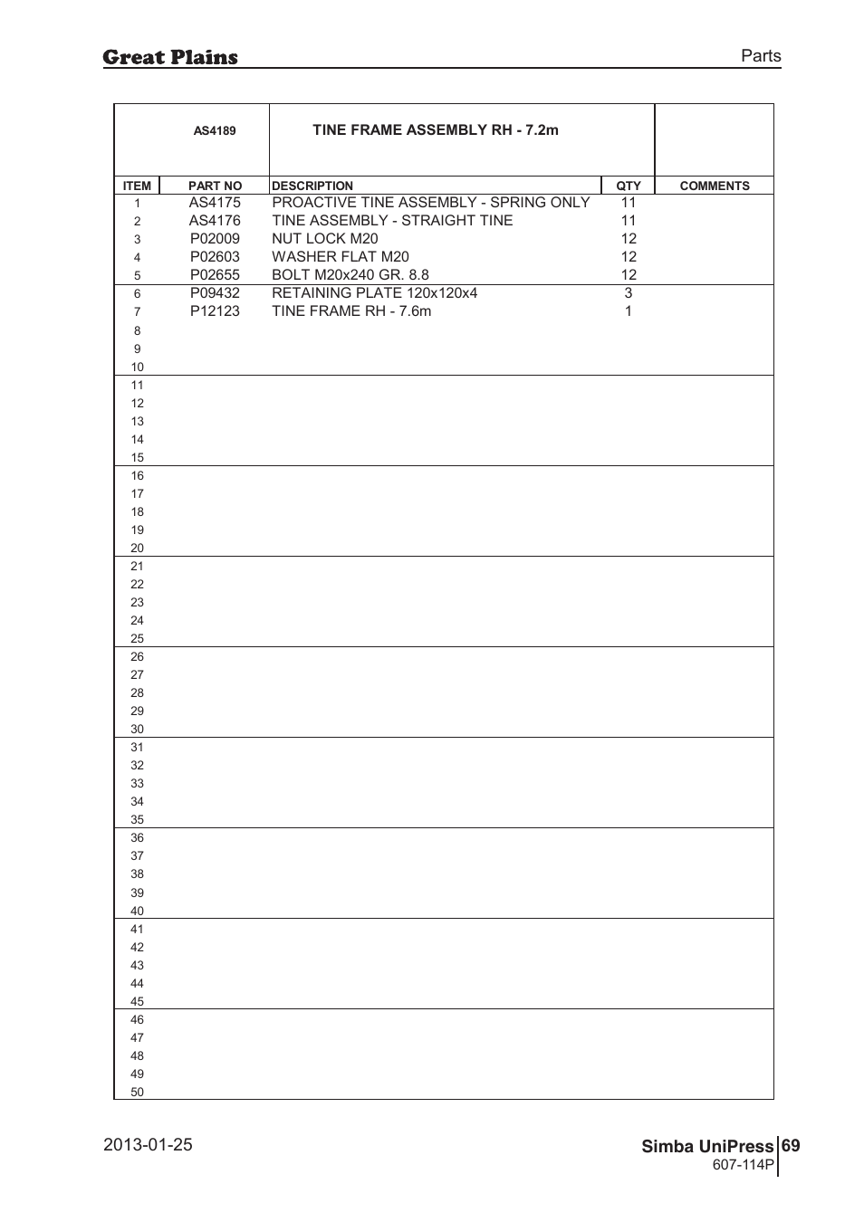 Great Plains Simba UniPress Parts Manual User Manual | Page 69 / 166
