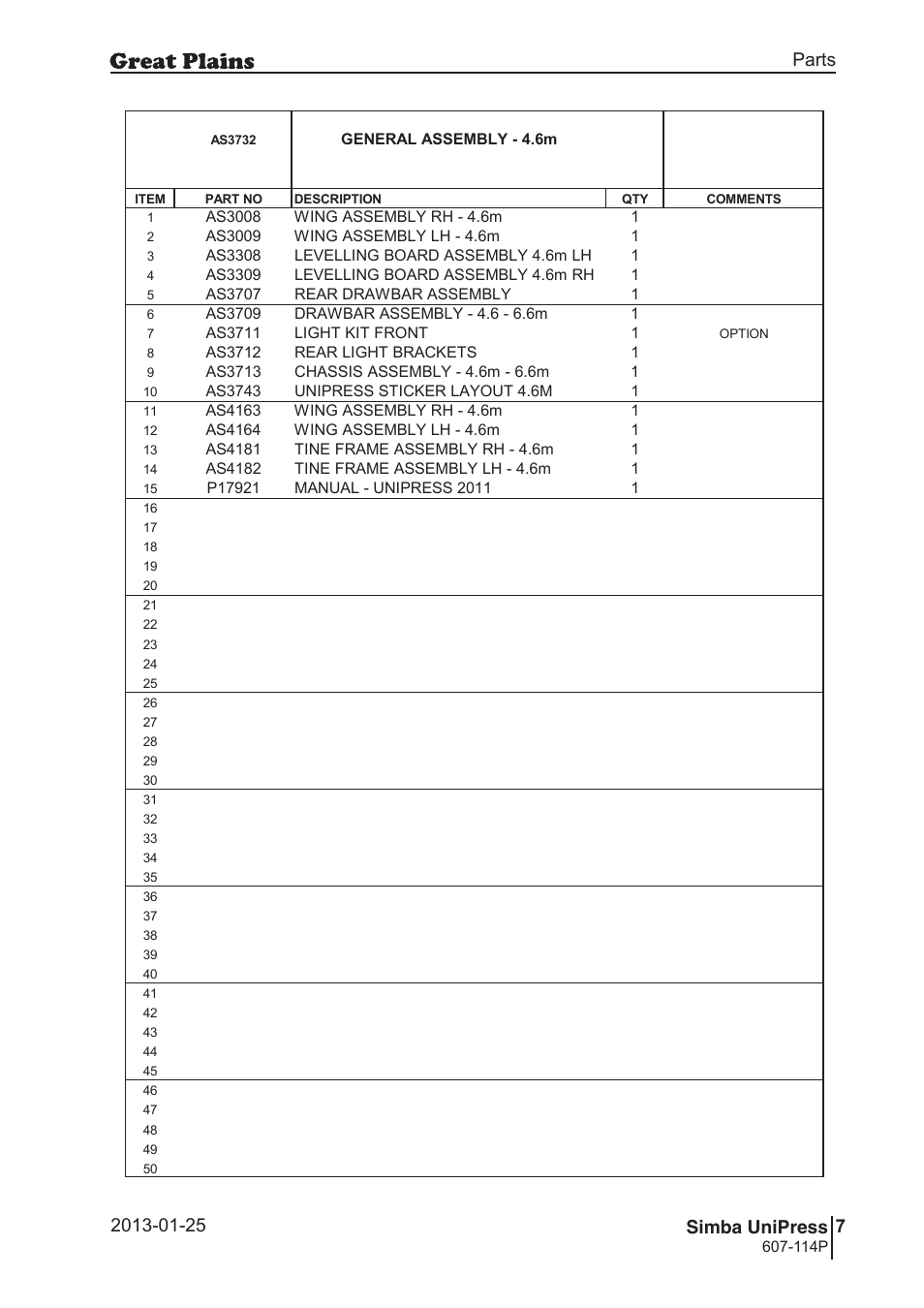 Great Plains Simba UniPress Parts Manual User Manual | Page 7 / 166