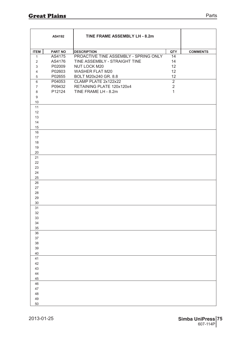 Great Plains Simba UniPress Parts Manual User Manual | Page 75 / 166