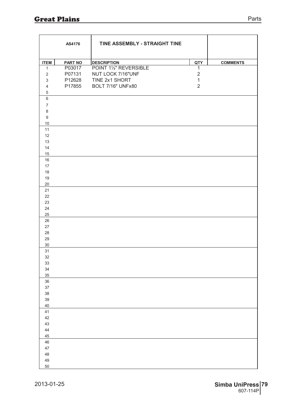 Great Plains Simba UniPress Parts Manual User Manual | Page 79 / 166