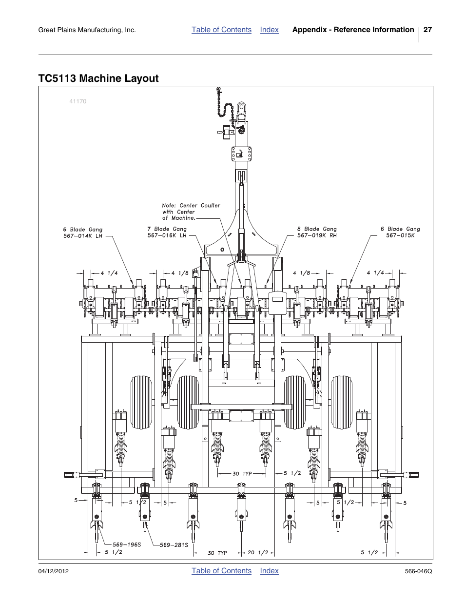 Tc5113 machine layout | Great Plains TC5319 Predelivery Manual User Manual | Page 31 / 64