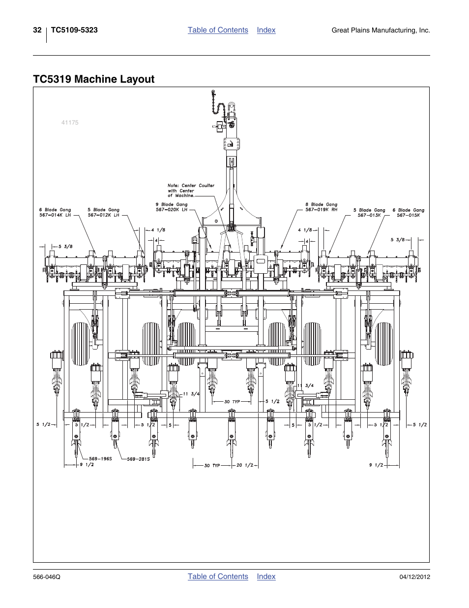Tc5319 machine layout | Great Plains TC5319 Predelivery Manual User Manual | Page 36 / 64