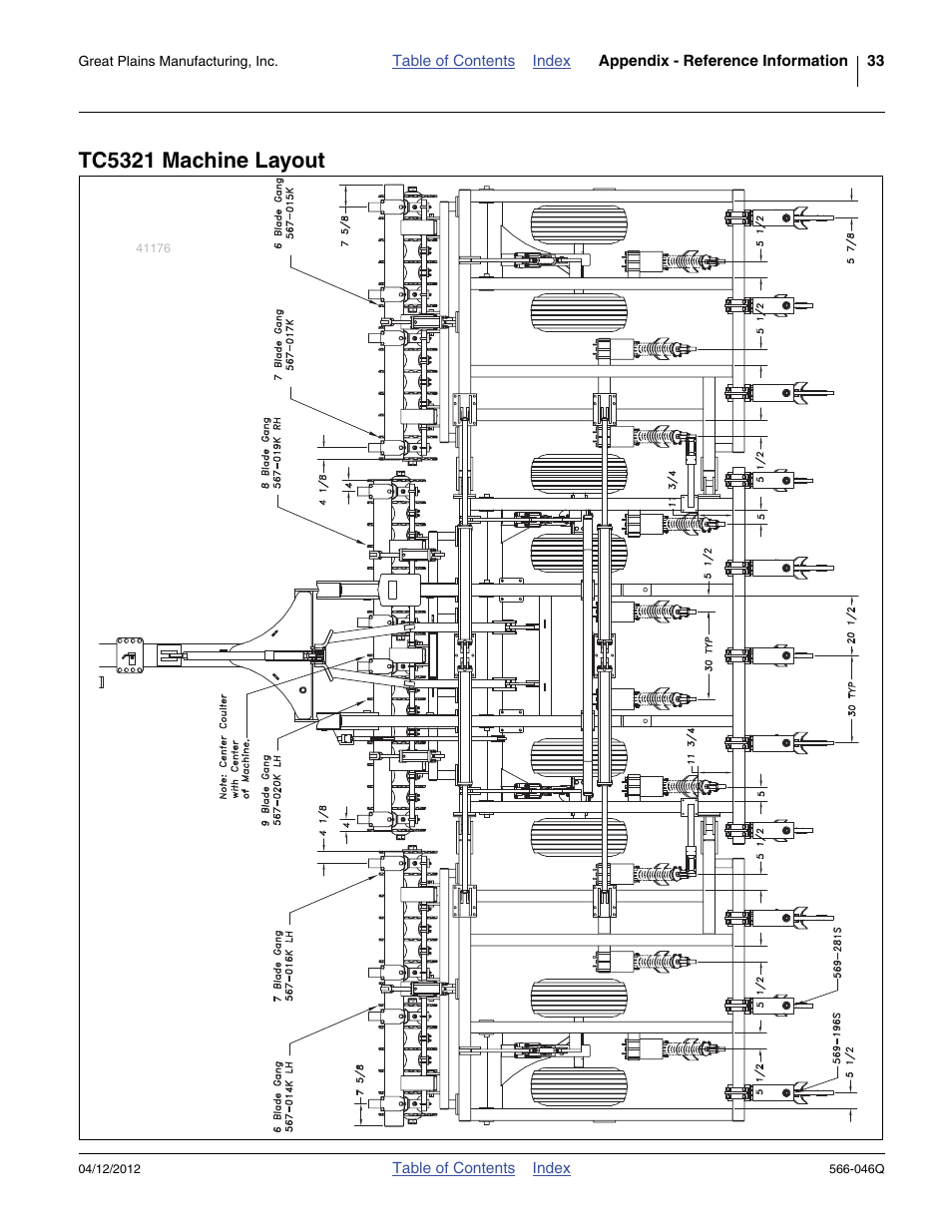 Tc5321 machine layout | Great Plains TC5319 Predelivery Manual User Manual | Page 37 / 64