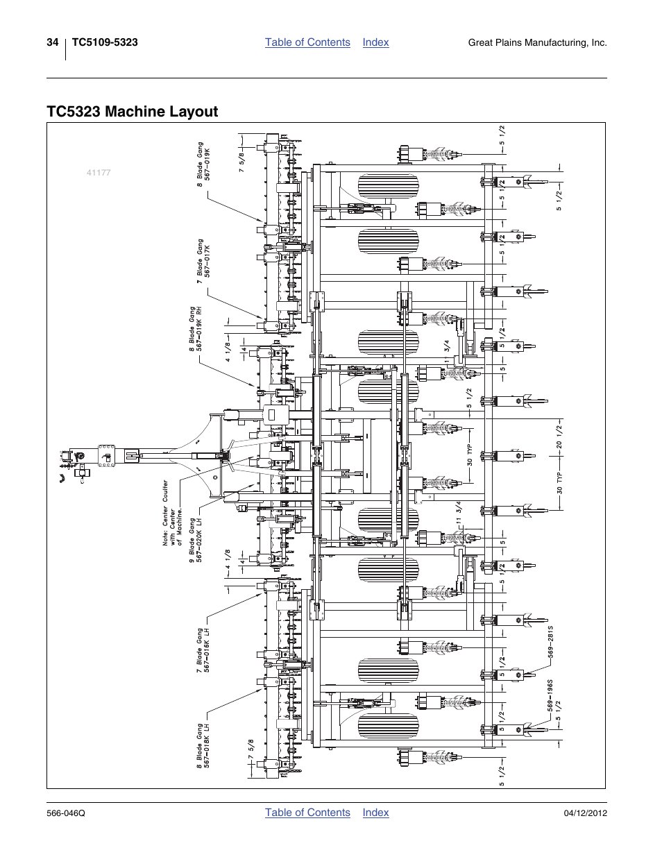 Tc5323 machine layout | Great Plains TC5319 Predelivery Manual User Manual | Page 38 / 64