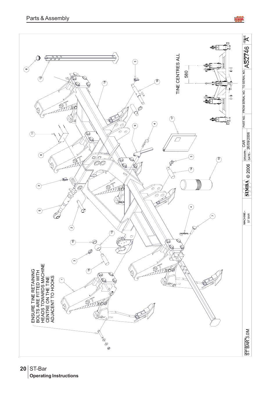 As 2 746, St-bar, 20 parts & assembly | Great Plains P15002 Serial No 12699 to 12723 User Manual | Page 20 / 32