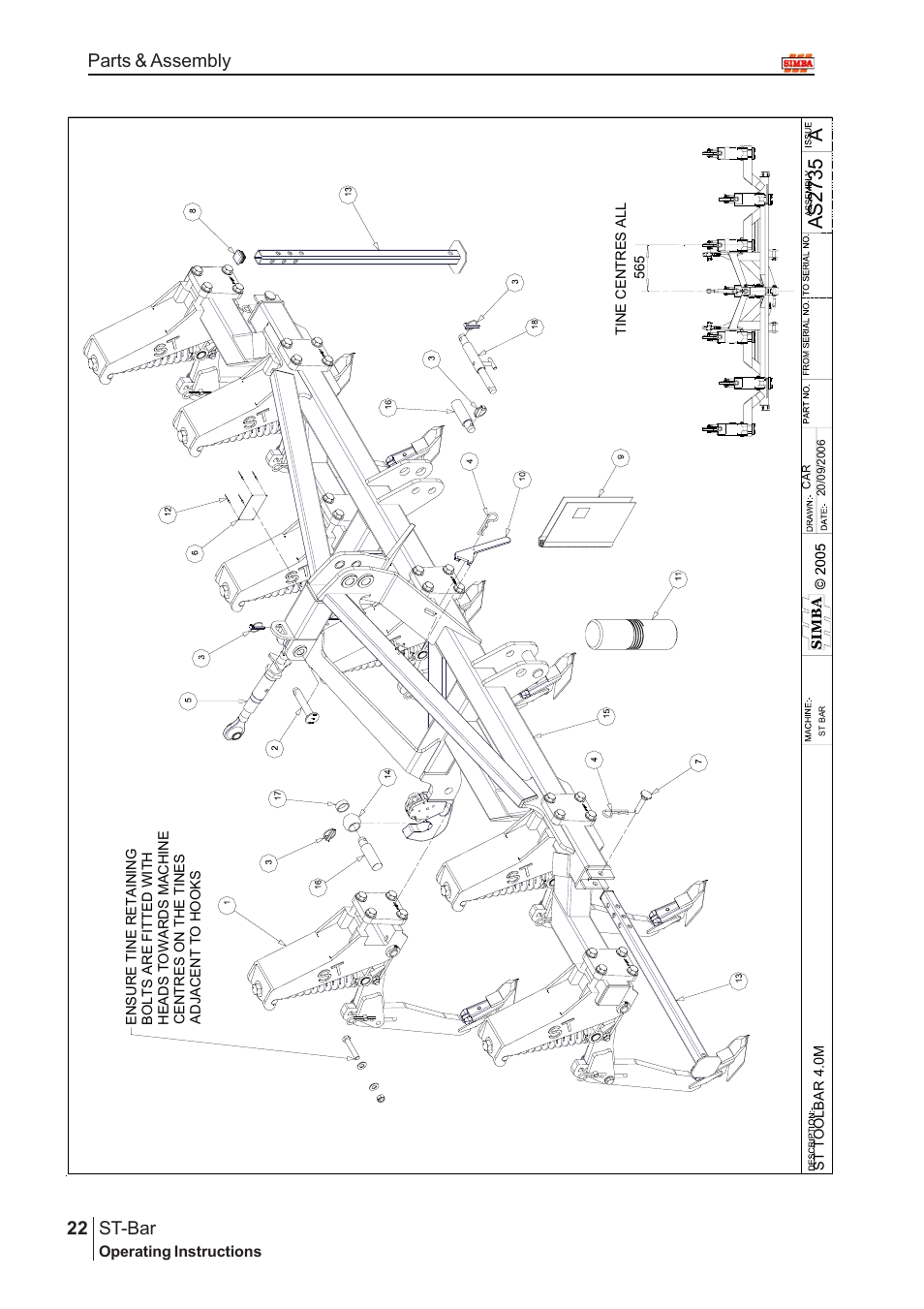 Aas2 735, St-bar, 22 parts & assembly | Great Plains P15002 Serial No 12699 to 12723 User Manual | Page 22 / 32