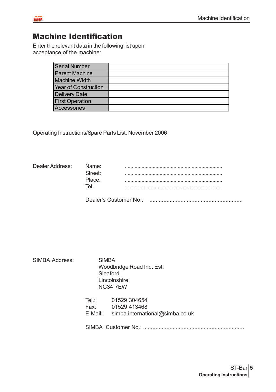 Machine identification | Great Plains P15002 Serial No 12699 to 12723 User Manual | Page 5 / 32
