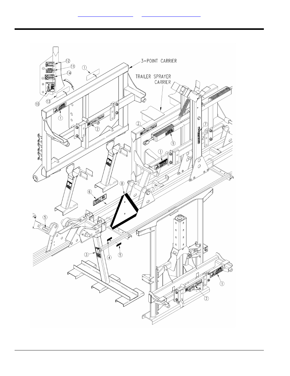 Decals, Decal placement (sn 4300-) | Great Plains CF600 Parts Manual User Manual | Page 62 / 74