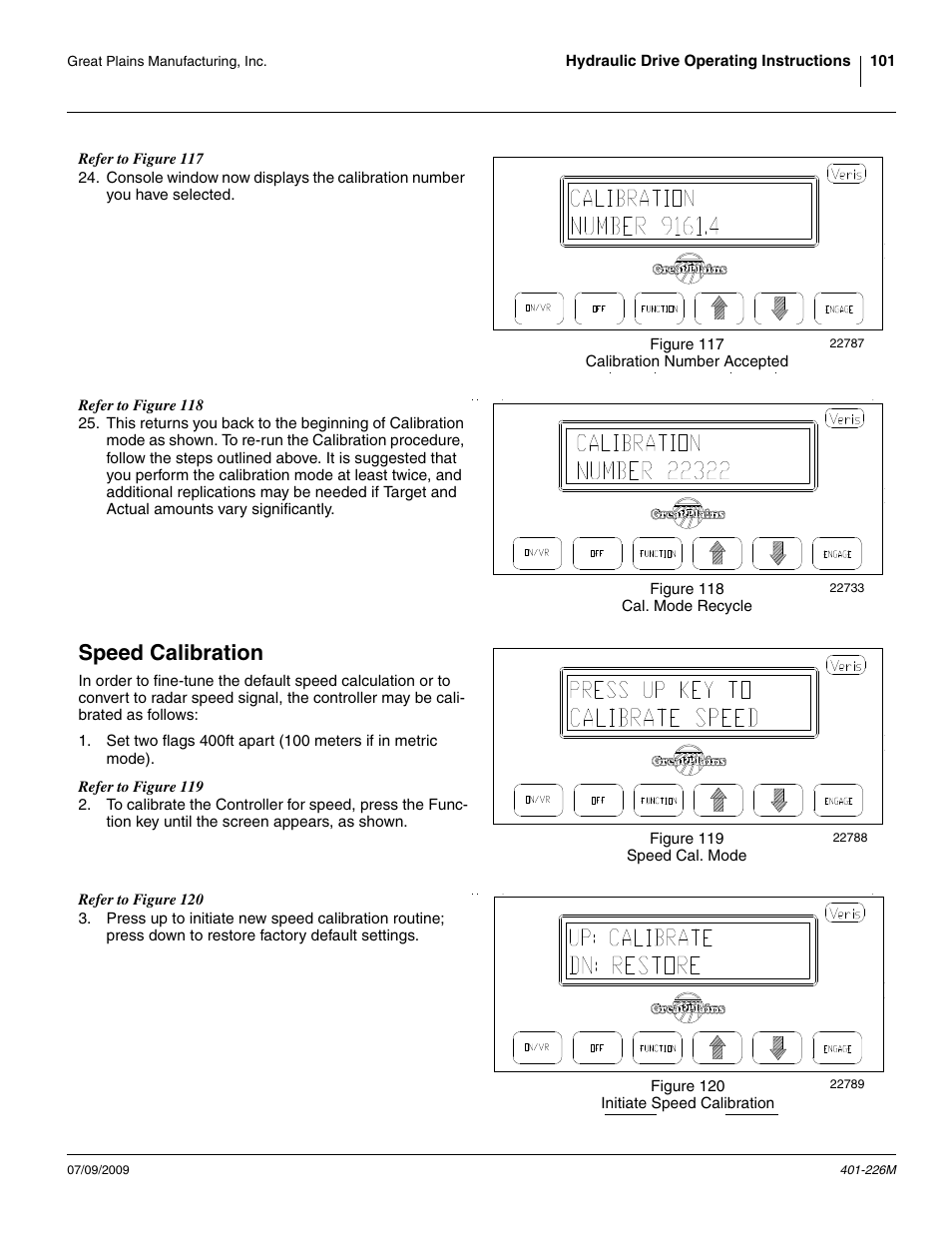 Speed calibration | Great Plains YP1625 Operator Manual User Manual | Page 105 / 134