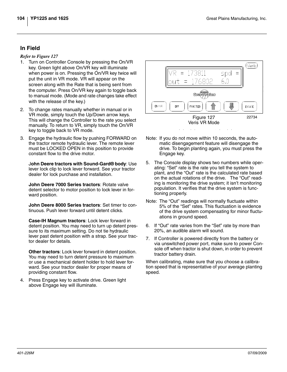 In field | Great Plains YP1625 Operator Manual User Manual | Page 108 / 134