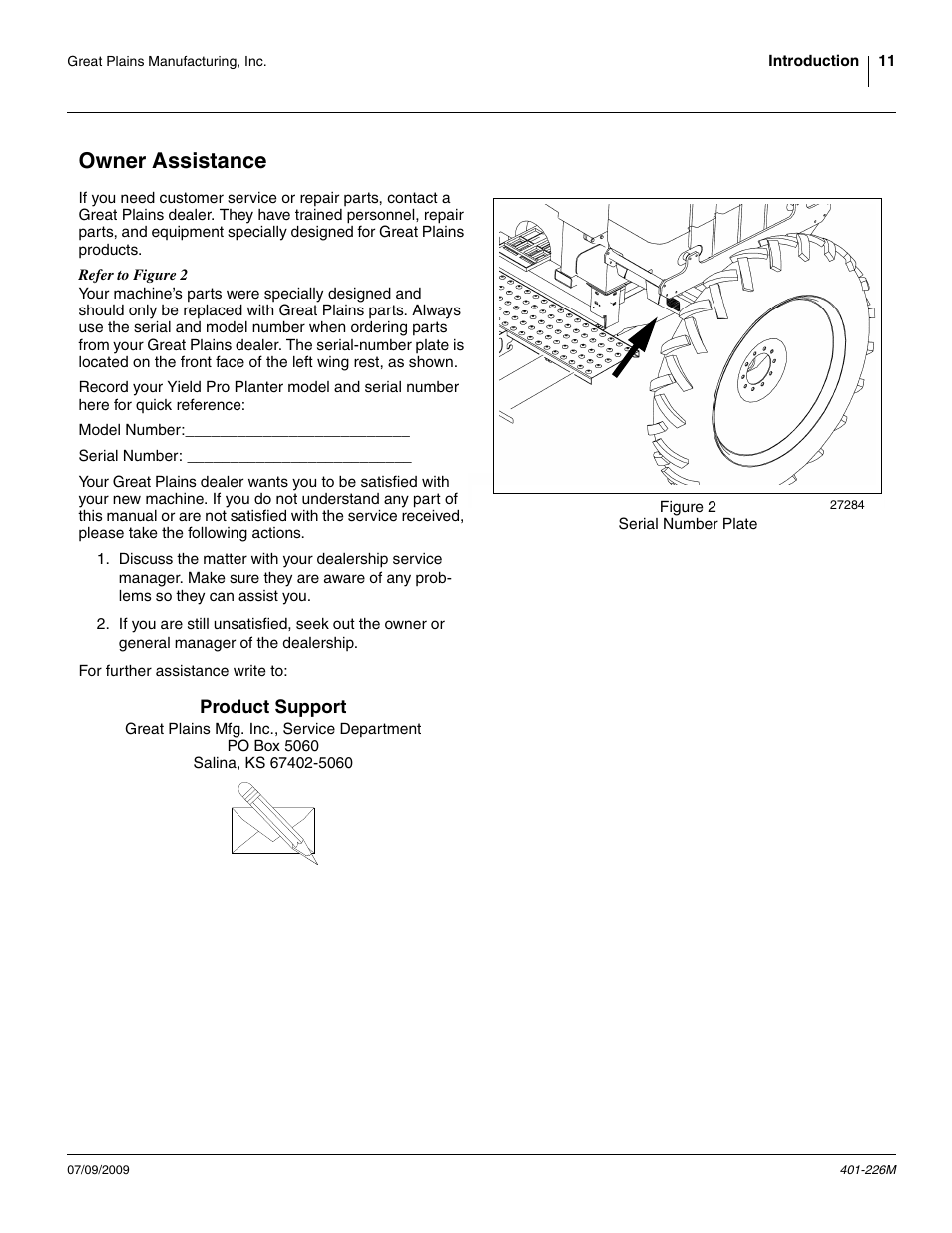 Owner assistance, Product support | Great Plains YP1625 Operator Manual User Manual | Page 15 / 134