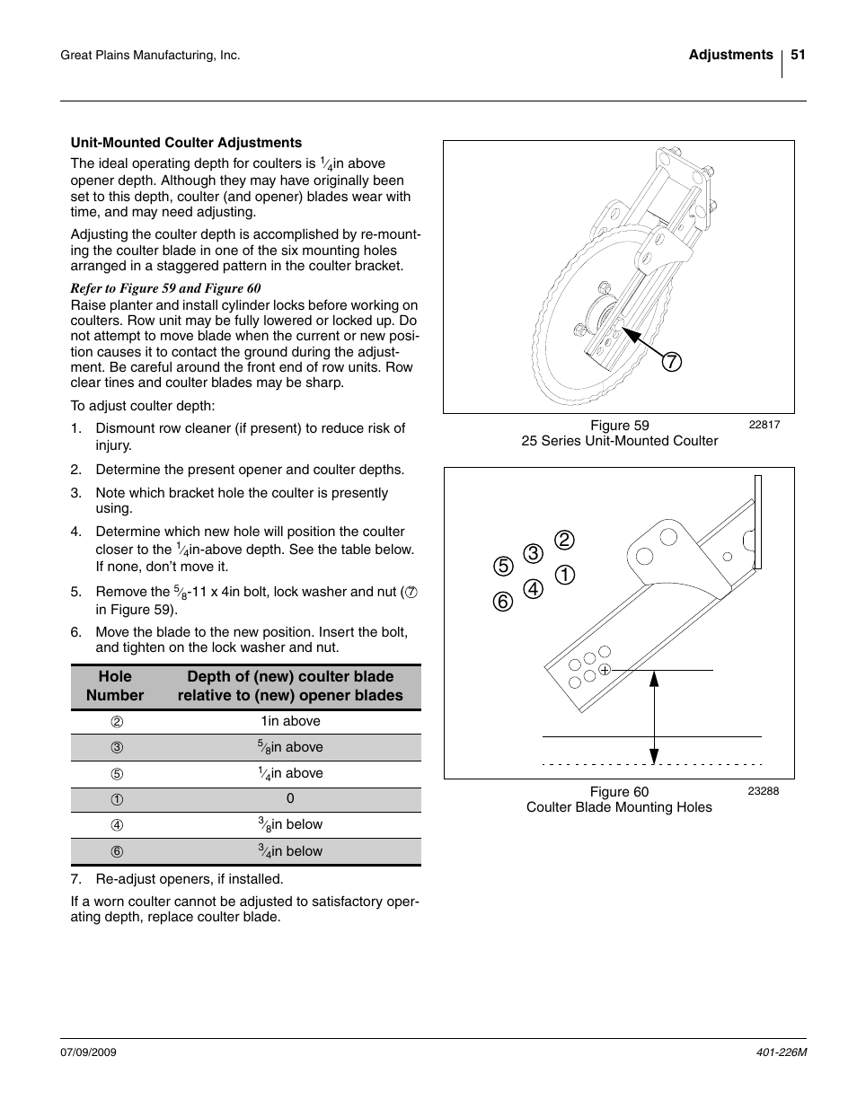 Unit-mounted coulter adjustments | Great Plains YP1625 Operator Manual User Manual | Page 55 / 134