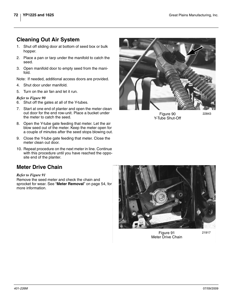 Cleaning out air system, Meter drive chain, Cleaning out air system meter drive chain | Great Plains YP1625 Operator Manual User Manual | Page 76 / 134