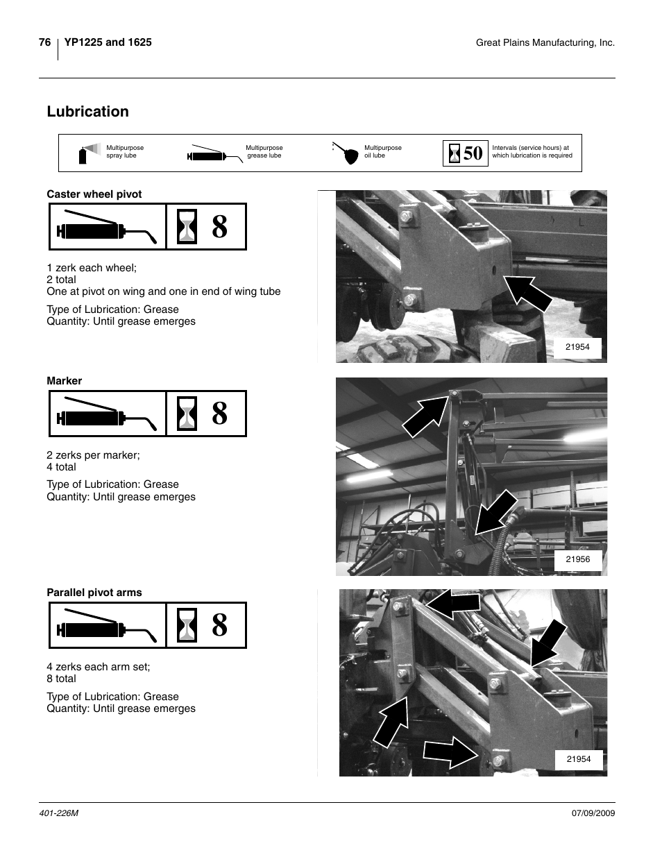 Lubrication | Great Plains YP1625 Operator Manual User Manual | Page 80 / 134
