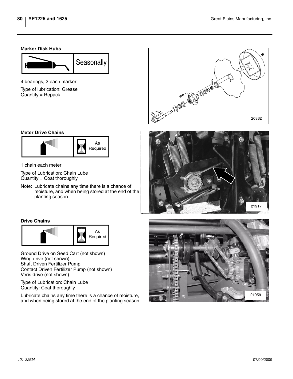 Seasonally | Great Plains YP1625 Operator Manual User Manual | Page 84 / 134