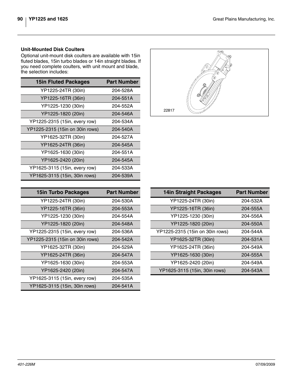 Unit-mounted disk coulters | Great Plains YP1625 Operator Manual User Manual | Page 94 / 134
