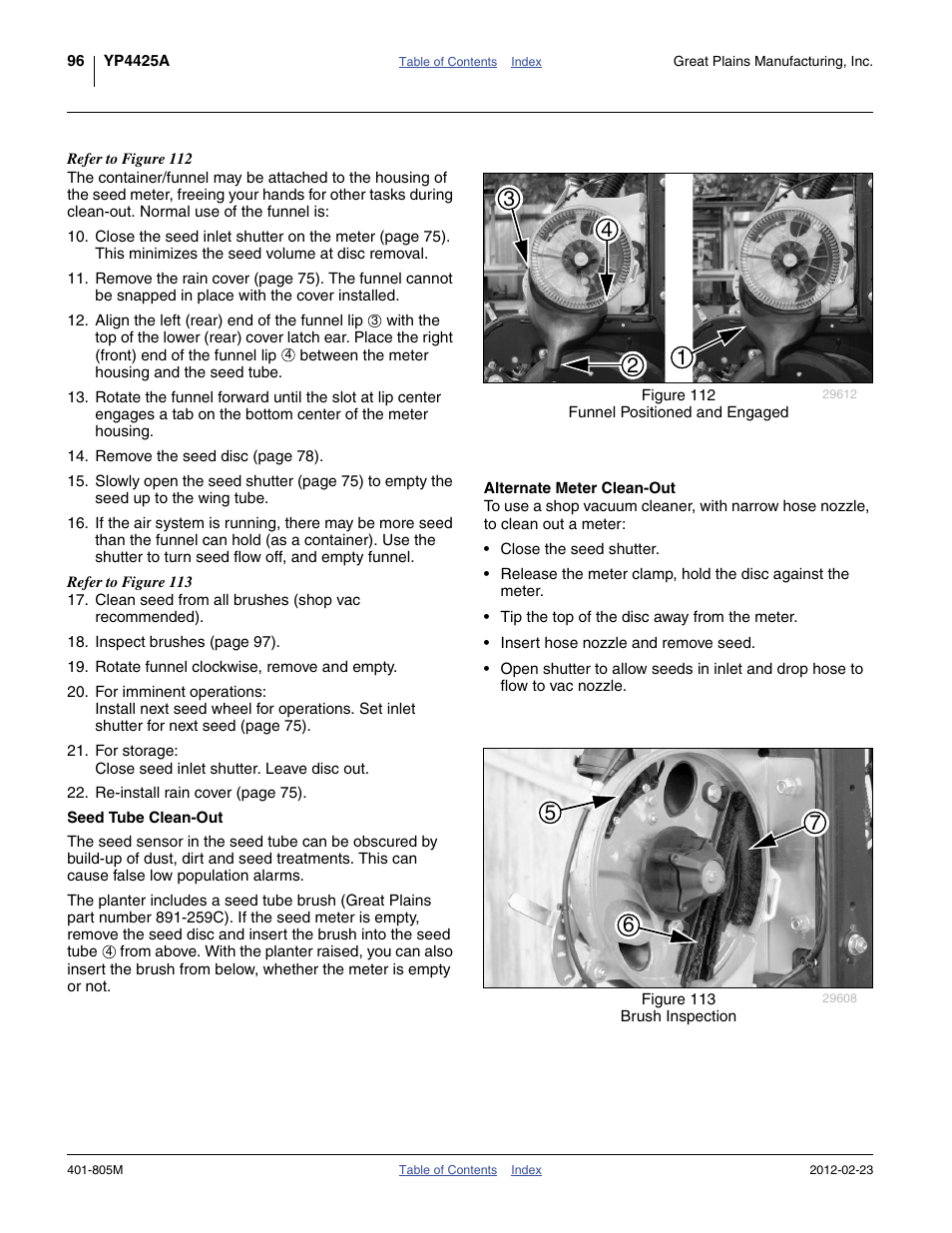 Alternate meter clean-out, Seed tube clean-out, Alternate meter clean-out seed tube clean-out | Step 14) | Great Plains YP4425A Operator Manual User Manual | Page 100 / 166