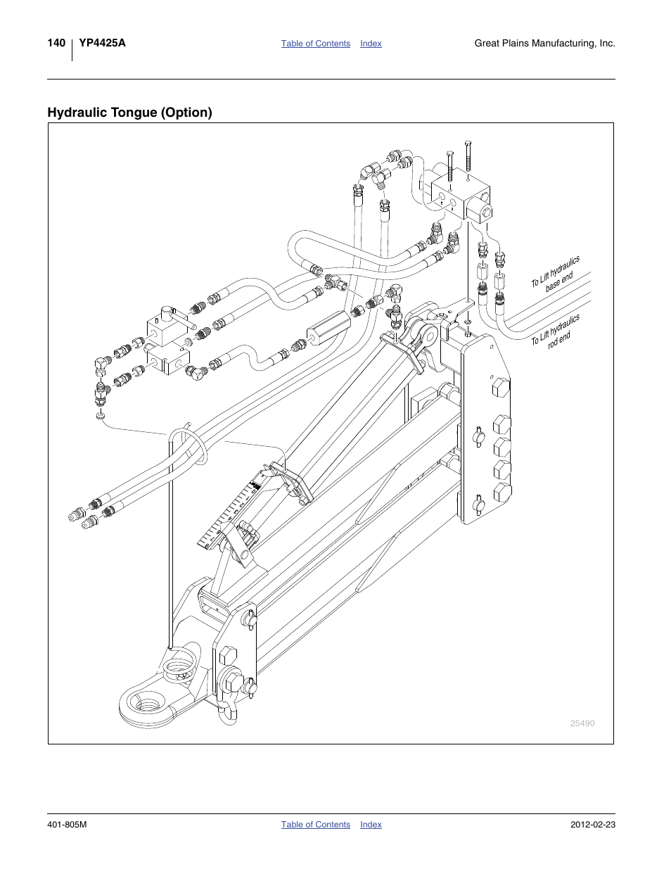 Hydraulic tongue (option) | Great Plains YP4425A Operator Manual User Manual | Page 144 / 166
