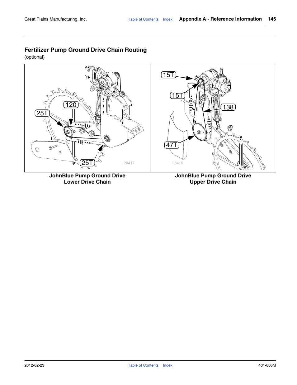 Fertilizer pump ground drive chain routing | Great Plains YP4425A Operator Manual User Manual | Page 149 / 166