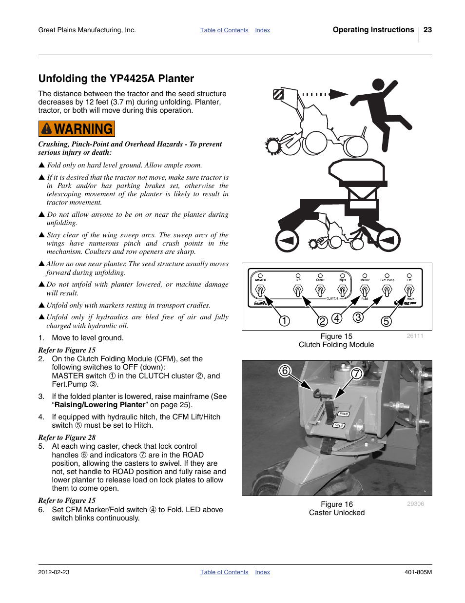 Unfolding the yp4425a planter | Great Plains YP4425A Operator Manual User Manual | Page 27 / 166