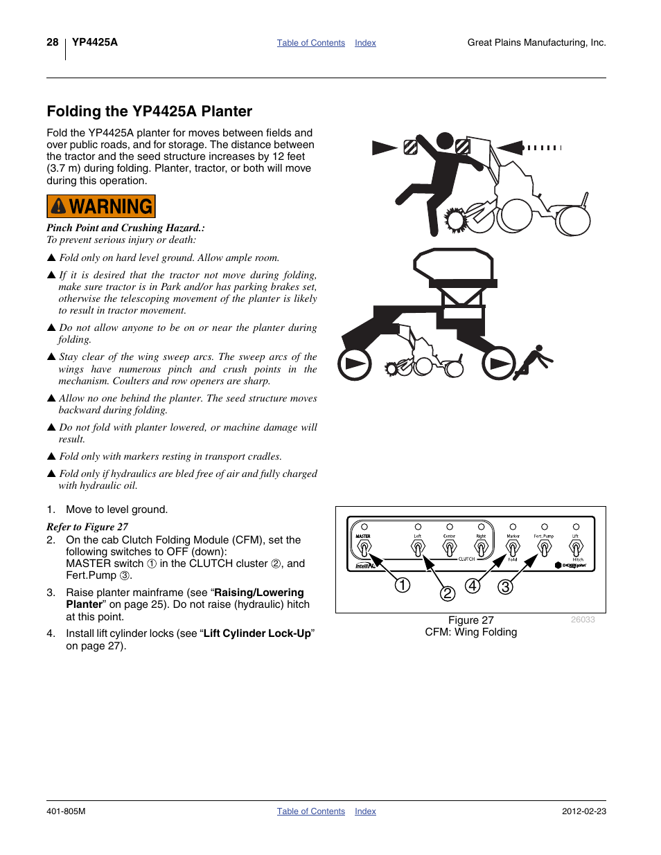 Folding the yp4425a planter | Great Plains YP4425A Operator Manual User Manual | Page 32 / 166
