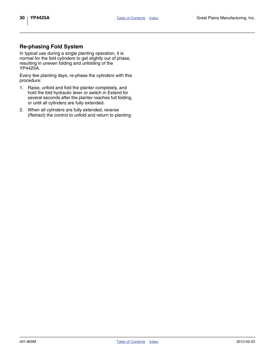 Re-phasing fold system | Great Plains YP4425A Operator Manual User Manual | Page 34 / 166