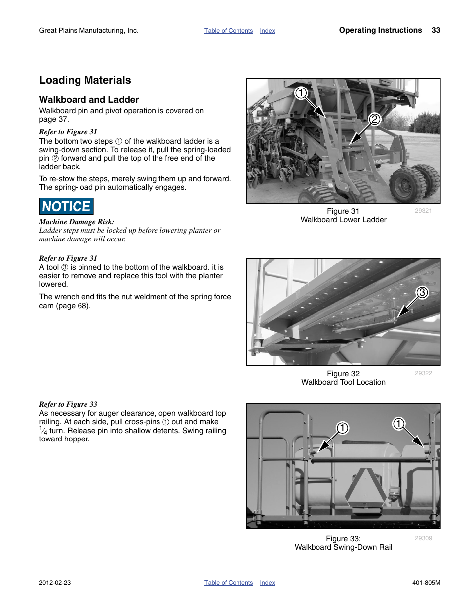 Loading materials, Walkboard and ladder | Great Plains YP4425A Operator Manual User Manual | Page 37 / 166