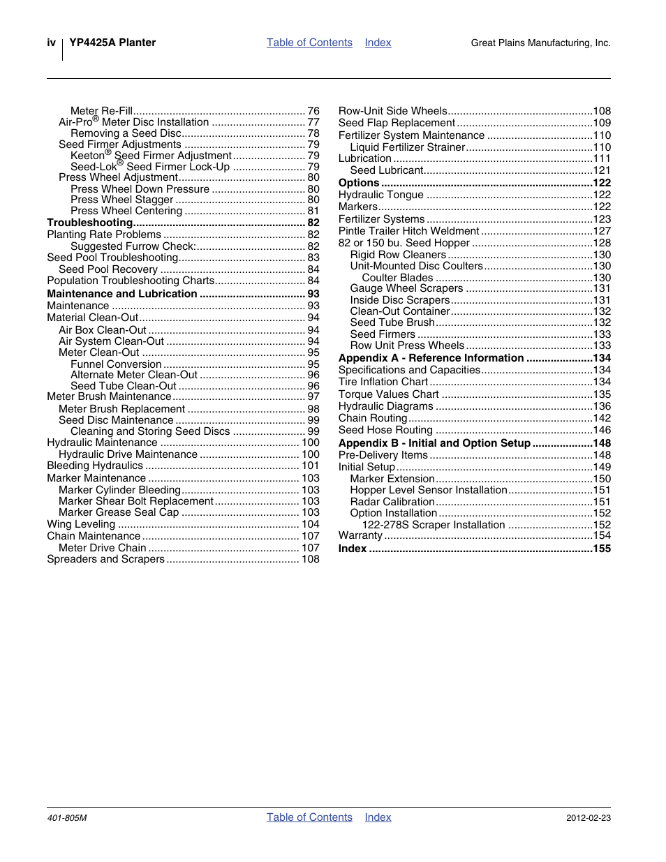 Great Plains YP4425A Operator Manual User Manual | Page 4 / 166