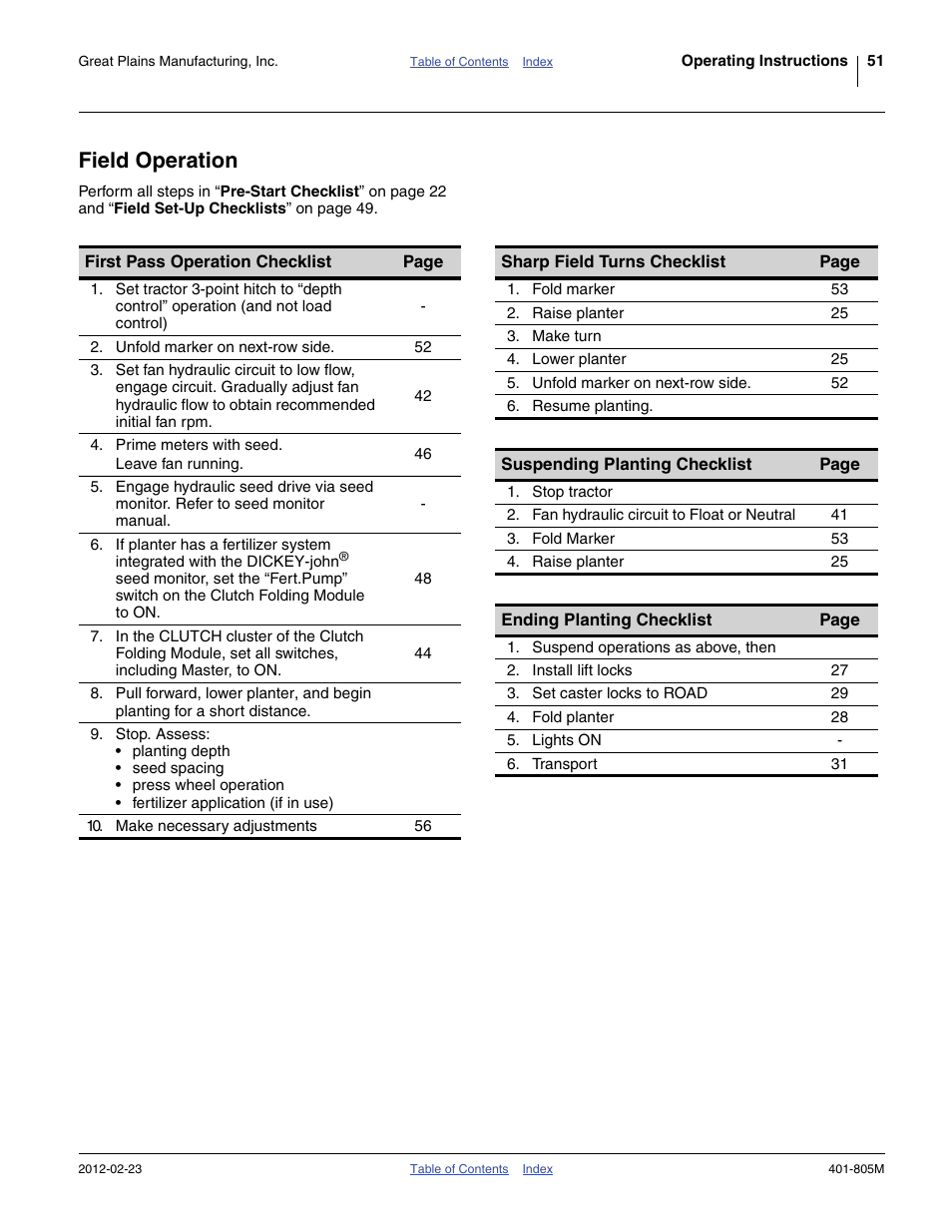 Field operation | Great Plains YP4425A Operator Manual User Manual | Page 55 / 166