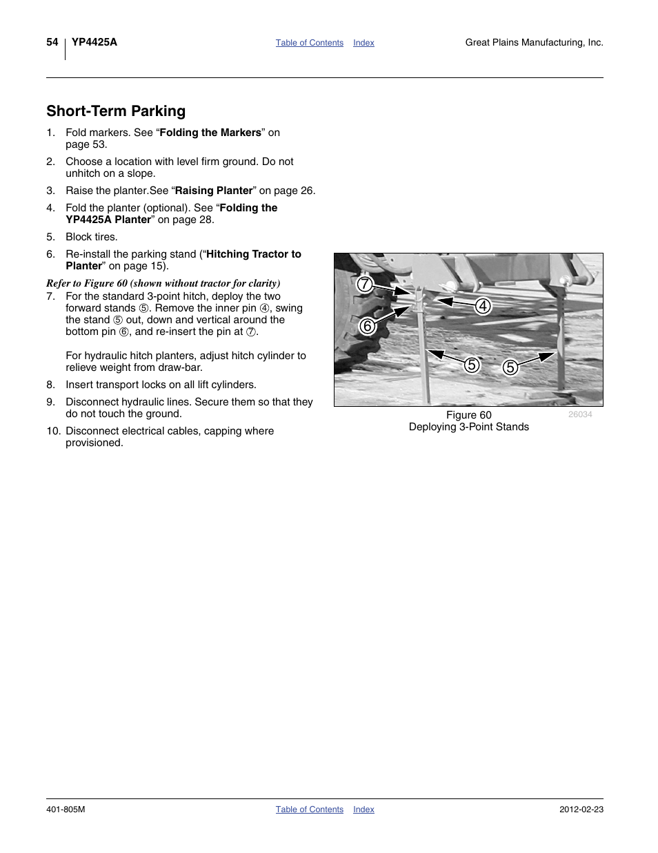 Short-term parking | Great Plains YP4425A Operator Manual User Manual | Page 58 / 166