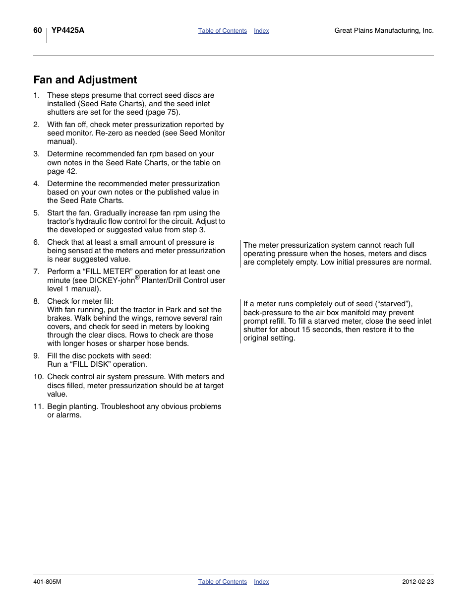 Fan and adjustment | Great Plains YP4425A Operator Manual User Manual | Page 64 / 166