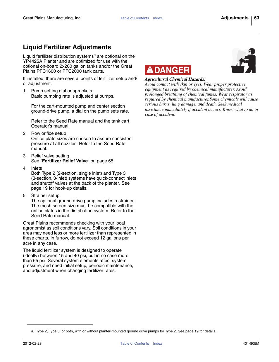 Liquid fertilizer adjustments | Great Plains YP4425A Operator Manual User Manual | Page 67 / 166