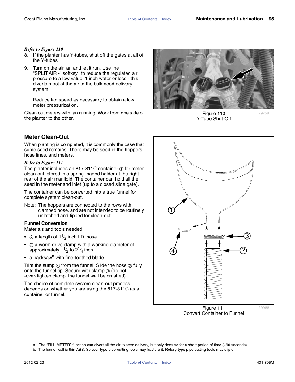 Meter clean-out, Funnel conversion | Great Plains YP4425A Operator Manual User Manual | Page 99 / 166