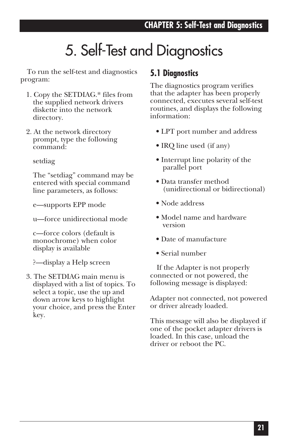 Self-test and diagnostics | Black Box LE073AE-R2 User Manual | Page 22 / 26