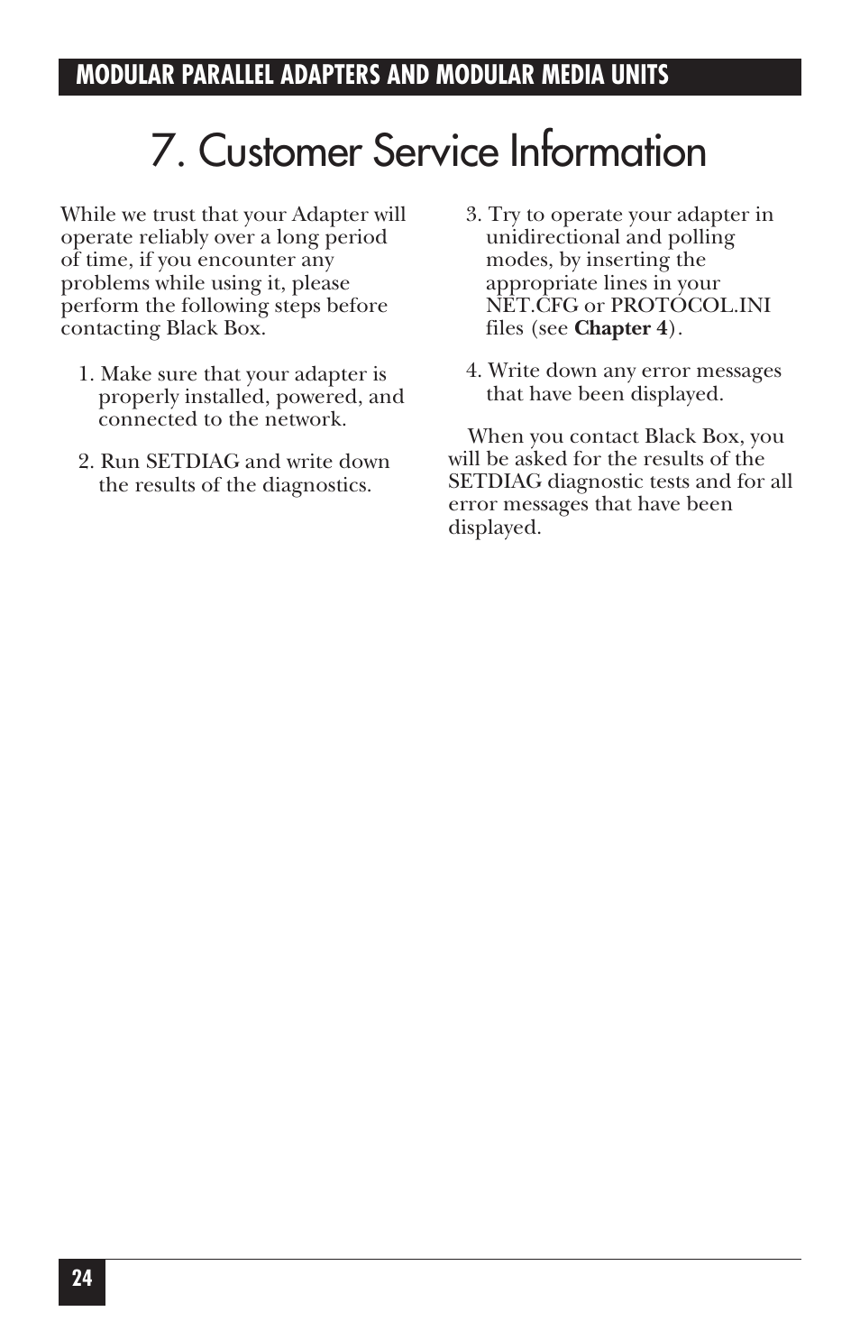 Customer service information | Black Box LE073AE-R2 User Manual | Page 25 / 26