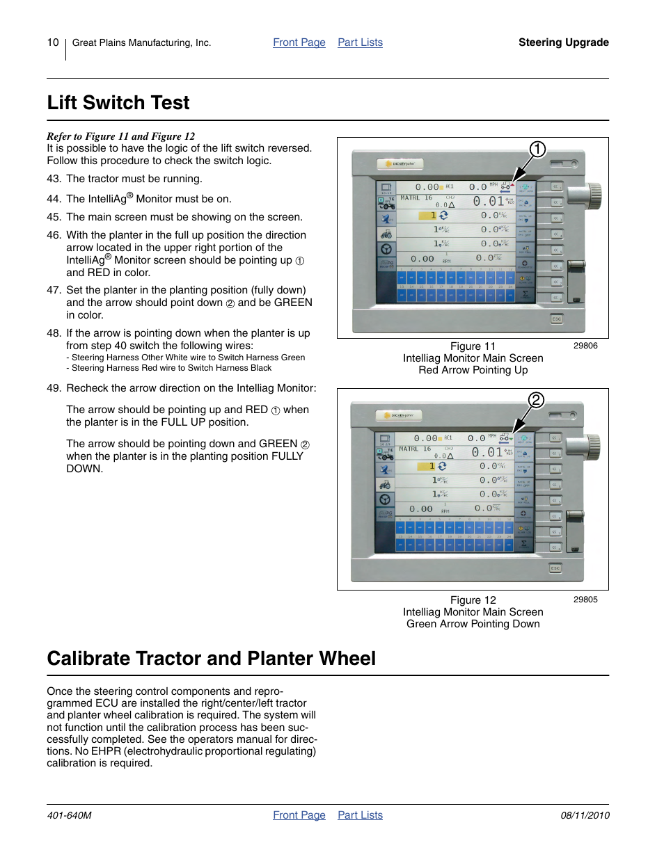 Lift switch test, Calibrate tractor and planter wheel | Great Plains 3PYP Planters User Manual | Page 10 / 12