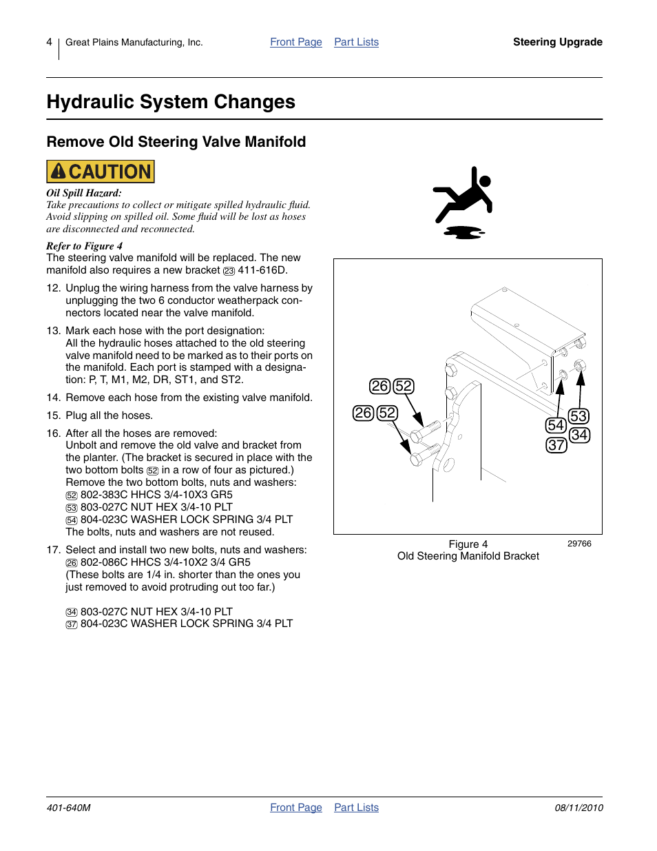 Hydraulic system changes, Remove old steering valve manifold | Great Plains 3PYP Planters User Manual | Page 4 / 12