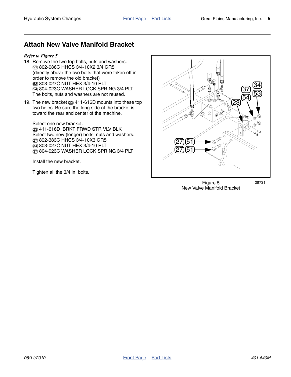 Attach new valve manifold bracket | Great Plains 3PYP Planters User Manual | Page 5 / 12