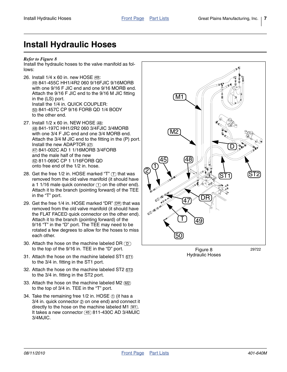 Install hydraulic hoses, 12 d, St1 st2 m2 | Great Plains 3PYP Planters User Manual | Page 7 / 12