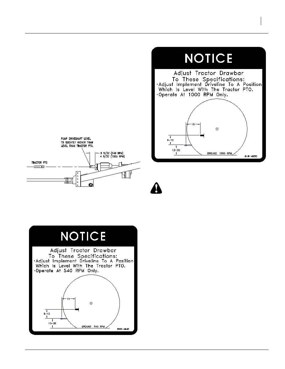Warning, Tractor / pto shaft hook-up, Wheel width adjustments | Great Plains TA520S Operator Manual User Manual | Page 19 / 66