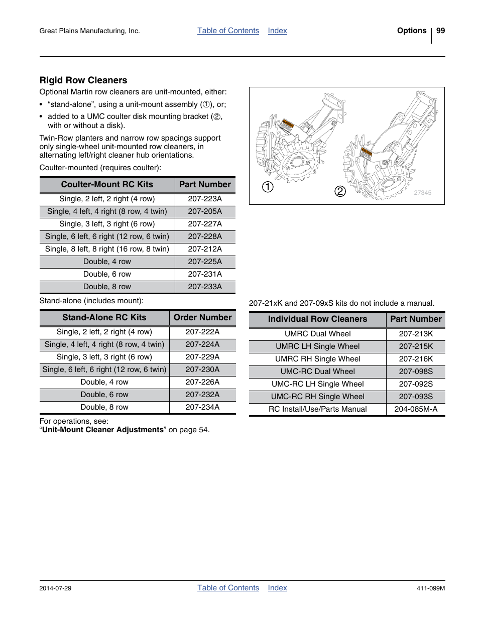 Rigid row cleaners | Great Plains 3P4025AH Operator Manual User Manual | Page 103 / 132
