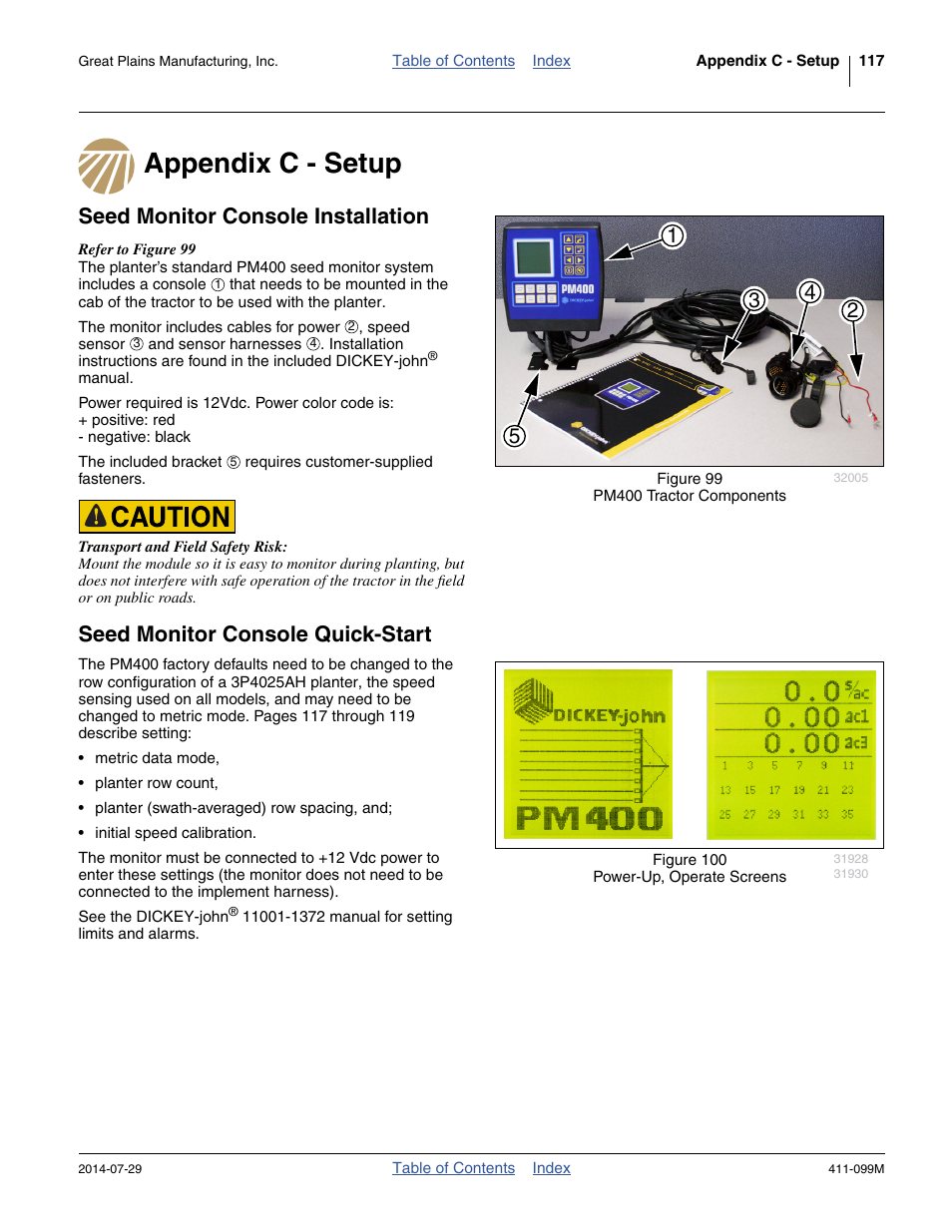 Appendix c - setup, Seed monitor console installation, Seed monitor console quick-start | Great Plains 3P4025AH Operator Manual User Manual | Page 121 / 132