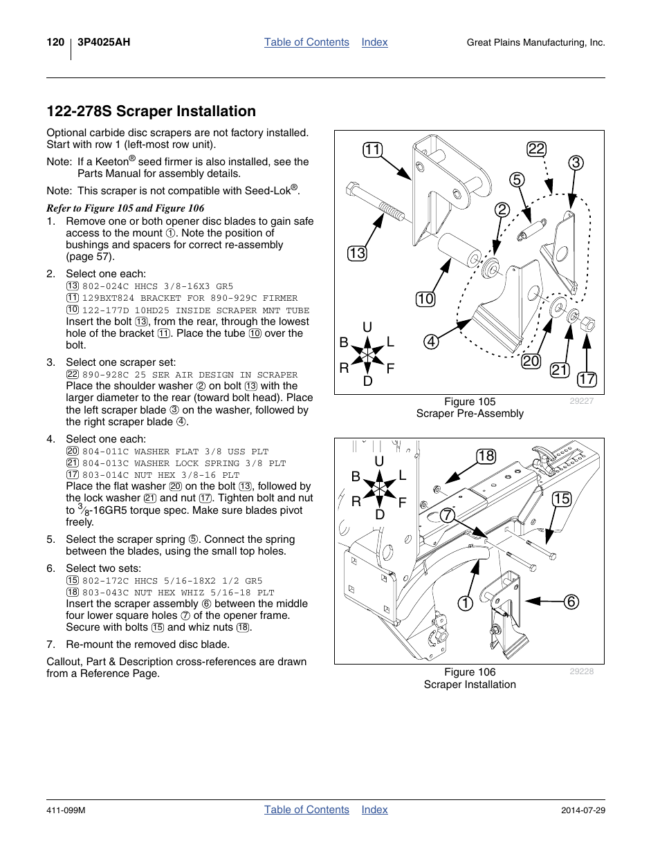 278s scraper installation | Great Plains 3P4025AH Operator Manual User Manual | Page 124 / 132