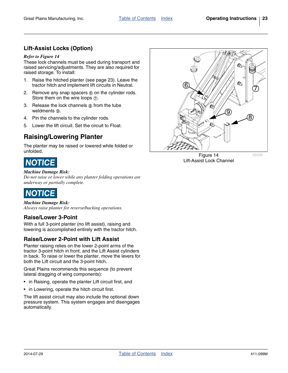 Lift-assist locks (option), Raising/lowering planter, Raise/lower 3-point | Raise/lower 2-point with lift assist | Great Plains 3P4025AH Operator Manual User Manual | Page 27 / 132