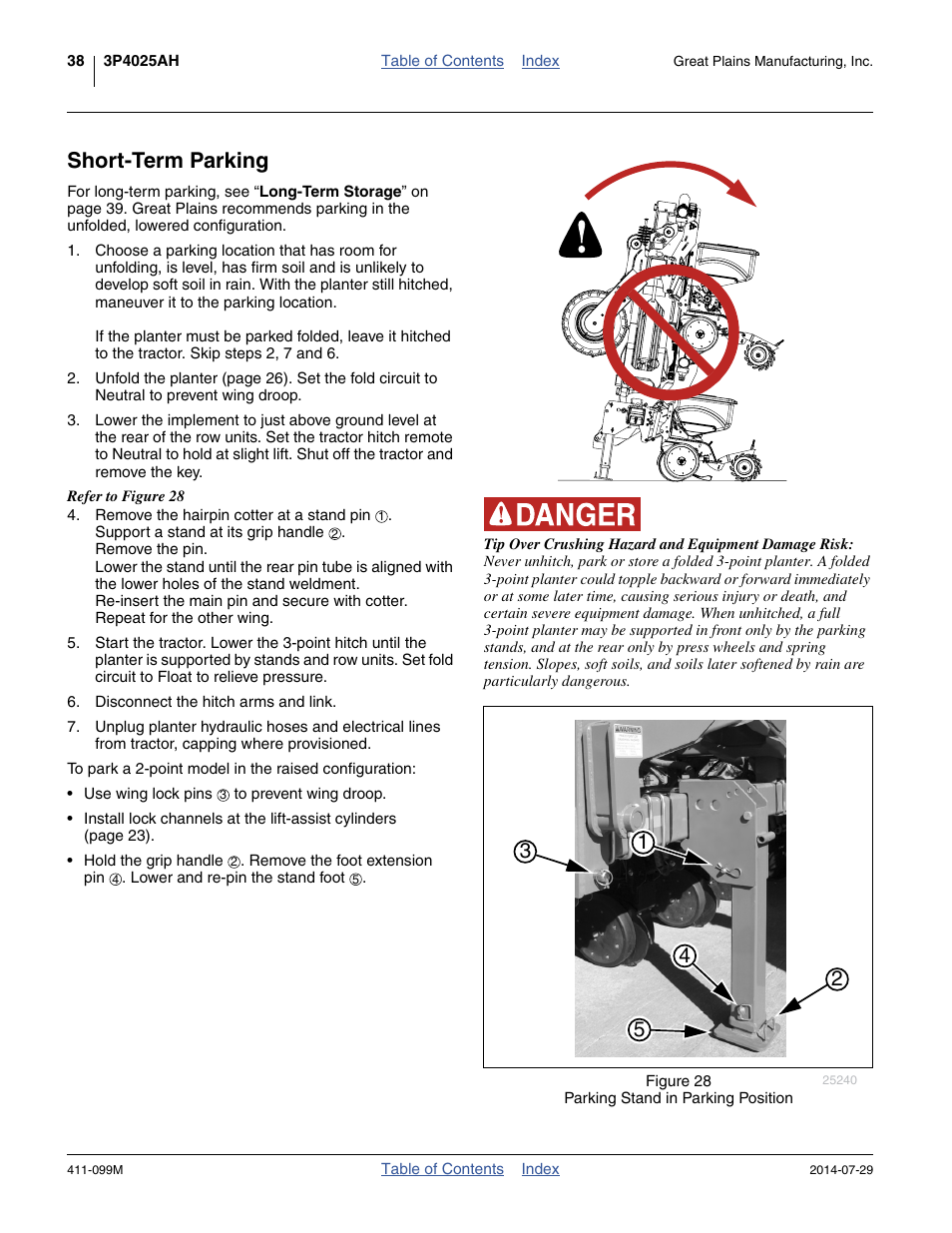 Short-term parking | Great Plains 3P4025AH Operator Manual User Manual | Page 42 / 132