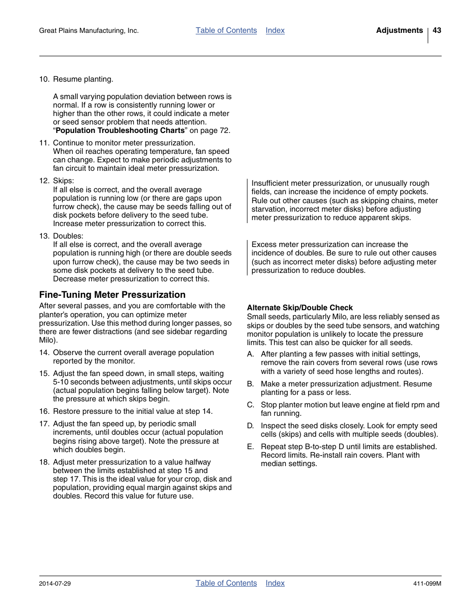 Fine-tuning meter pressurization, Alternate skip/double check, Use the “ alternate skip/double check ” belo | Great Plains 3P4025AH Operator Manual User Manual | Page 47 / 132