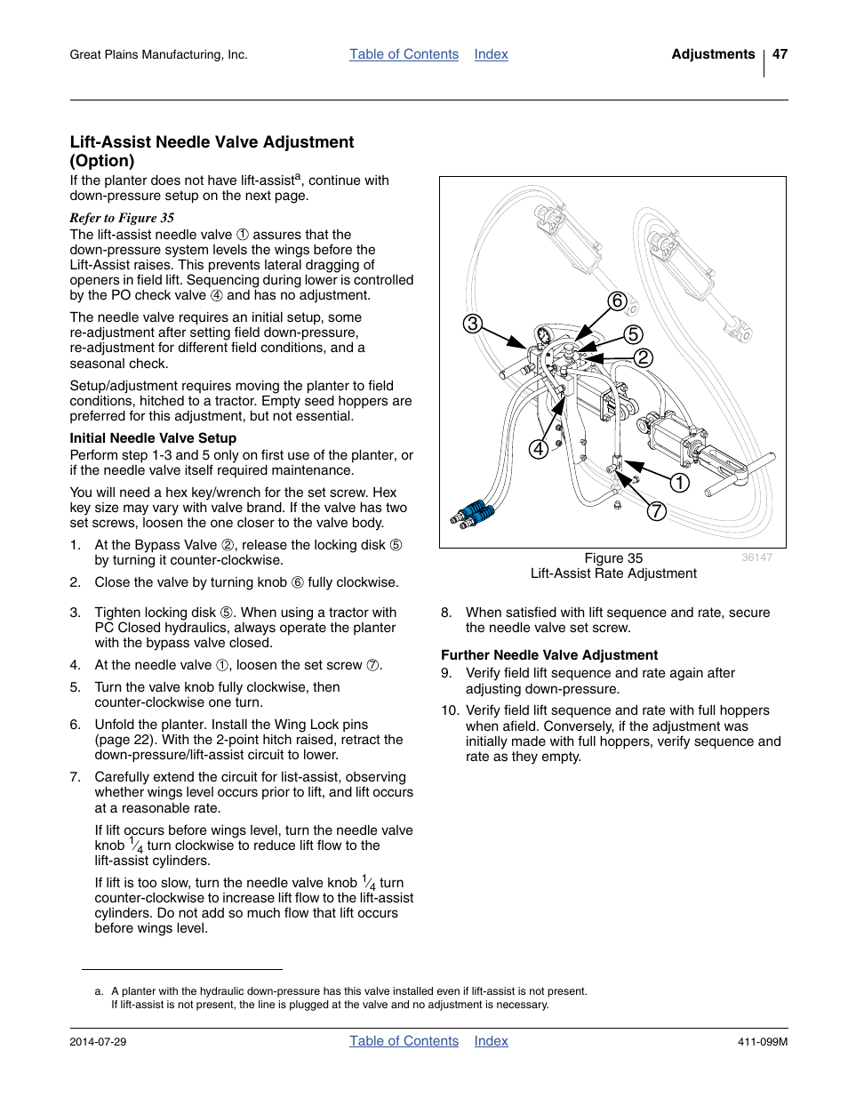 Lift-assist needle valve adjustment (option), Initial needle valve setup, Further needle valve adjustment | Great Plains 3P4025AH Operator Manual User Manual | Page 51 / 132