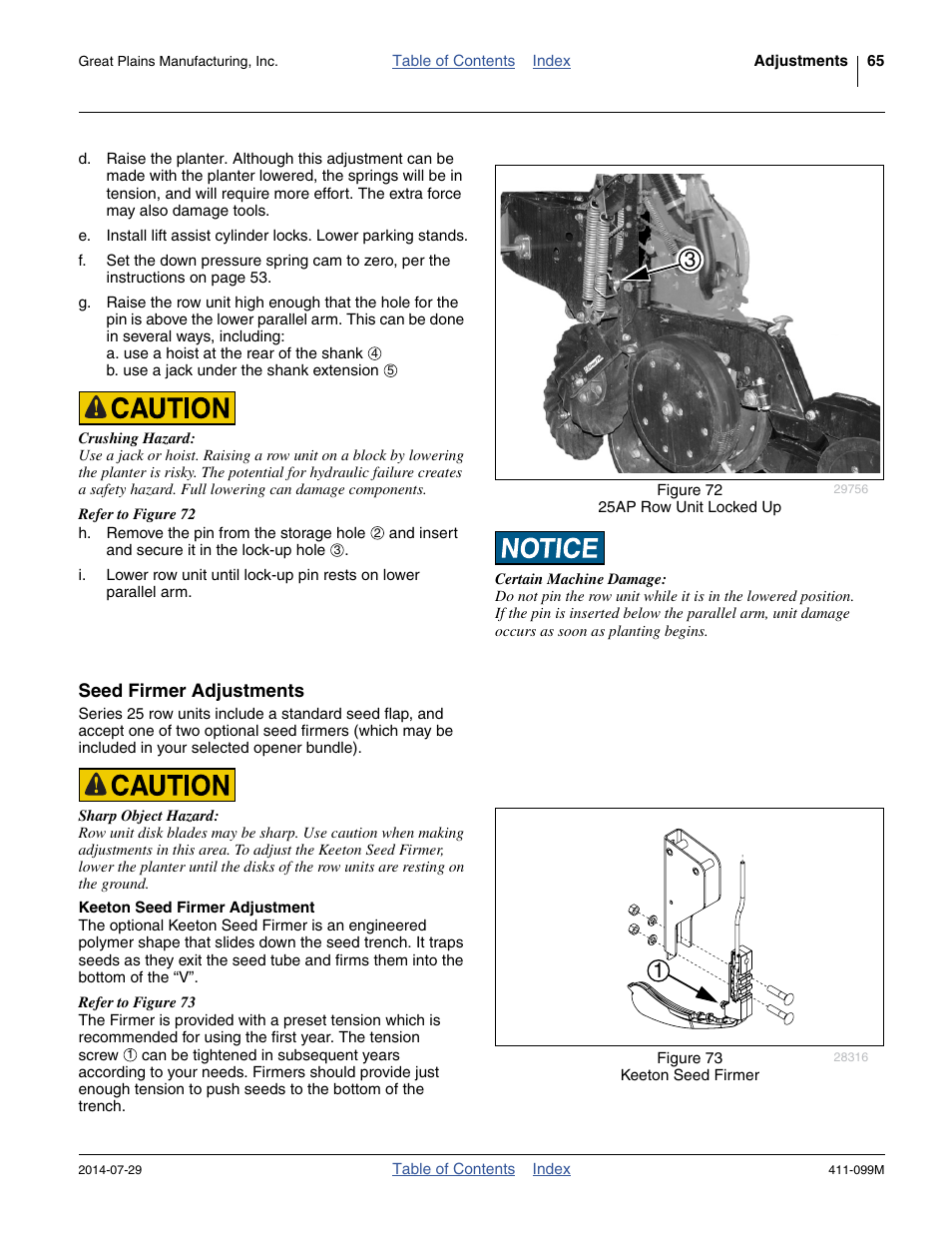 Seed firmer adjustments, Keeton seed firmer adjustment | Great Plains 3P4025AH Operator Manual User Manual | Page 69 / 132
