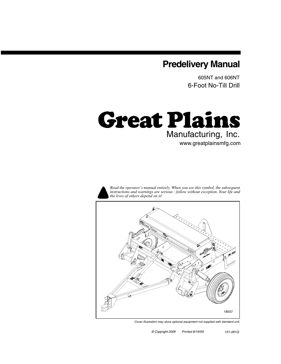 Great Plains 606NT Predelivery Manual User Manual | 14 pages